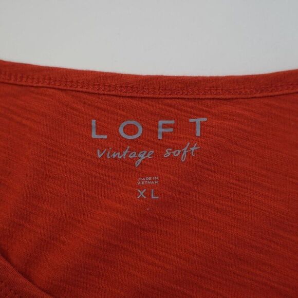 Ann Taylor Loft Red Top / Blouse‎ XL Vintage Soft Scoop Neck Embroidered Lace - Picture 7 of 8